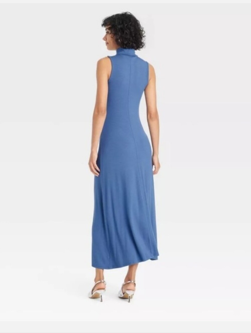 Sleeveless Turtleneck Midi Dress in Blue - Picture 2 of 5
